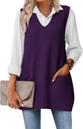 Zeagoo Women's Sweater Vest Oversized V Neck Sleeveless - Cozy Fall