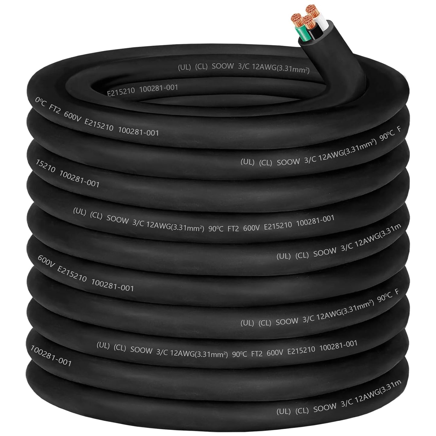100ft 12/3 12 Gauge SOOW Wire for Generators and Welders