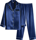 Ekouaer Women Satin Pajamas Set Classic Button Down Long Pjs Set wide
