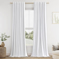 Guken White Linen Blackout Curtains 102 in Length - 2 Panels for Total