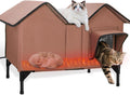Extra Large Heated Cat House for Outside in Winter - Weatherproof