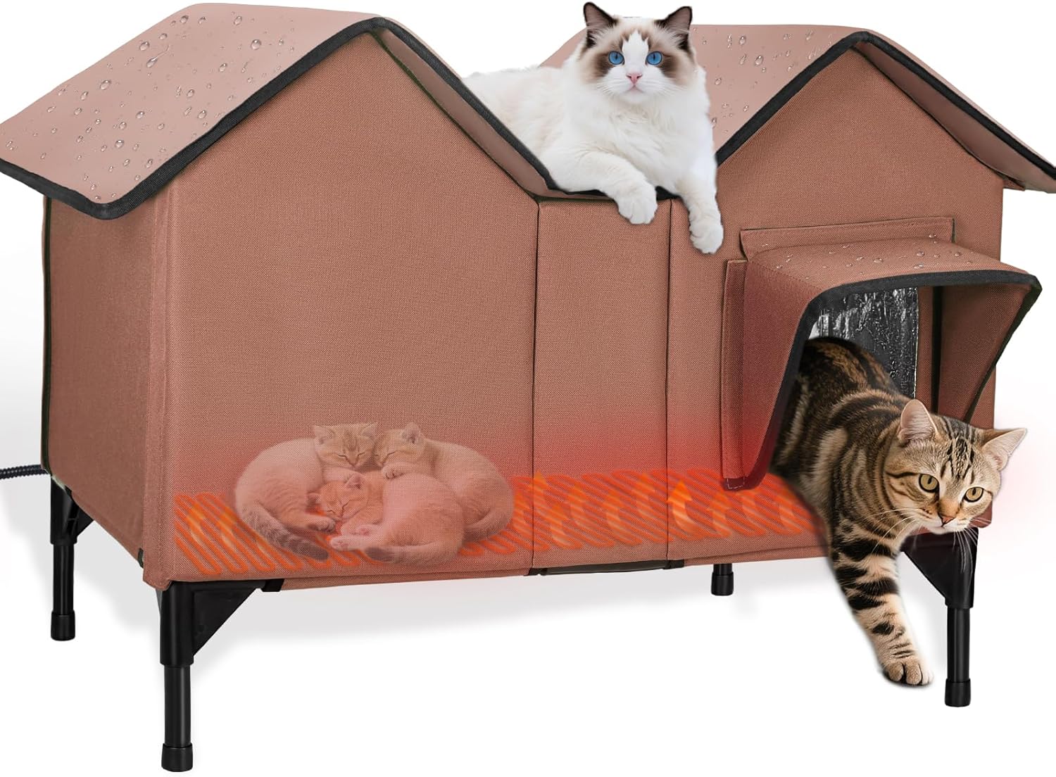 Extra Large Heated Cat House for Outside in Winter Weatherproof