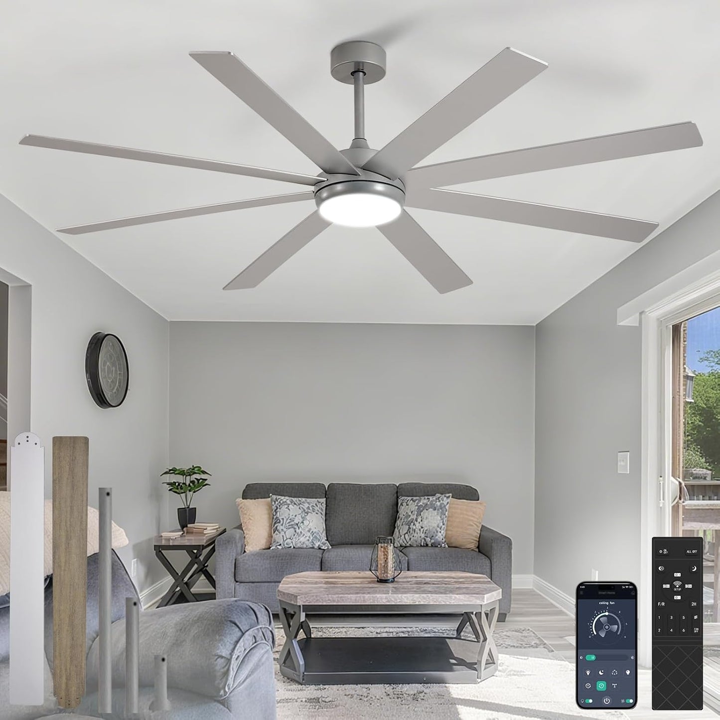 Depuley 66 Inch Ceiling Fan with Lights for Indoor and Outdoor Use
