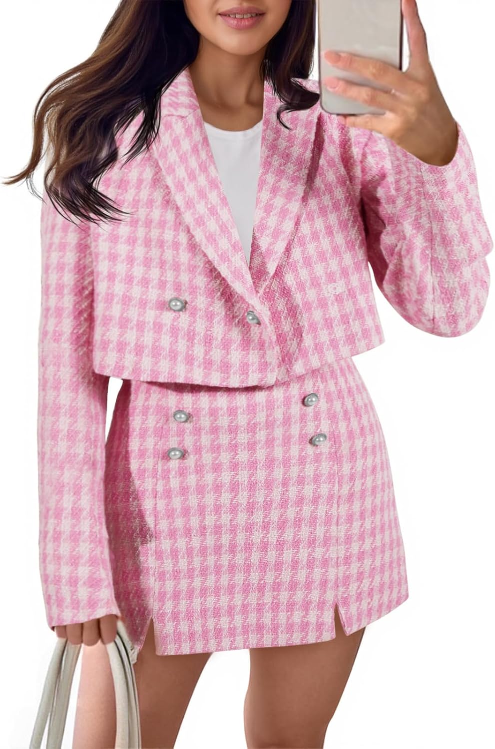 Cropped Tweed Blazer Sets for Women - Stylish 2 Piece Outfits