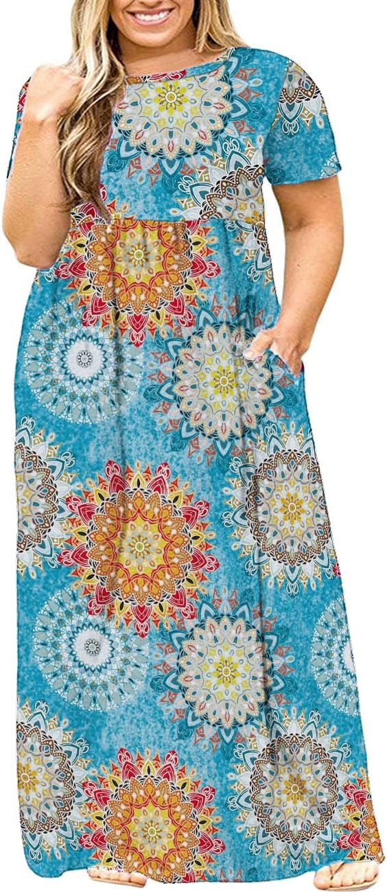 Kancystore Women's Plus Size Maxi Dress with Pockets for Summer