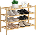 4 Tier Bamboo Shoe Rack for Closet - Space-Saving Stackable Organizer