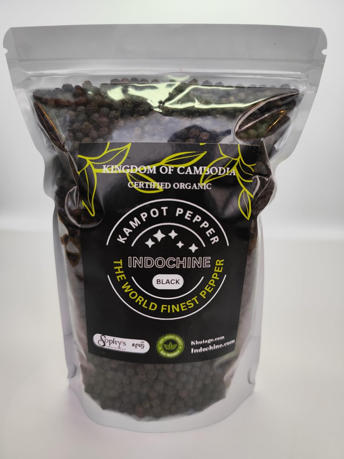 Organic Kampot Pepper - Rare Cambodian Black Peppercorns 8 Ounce