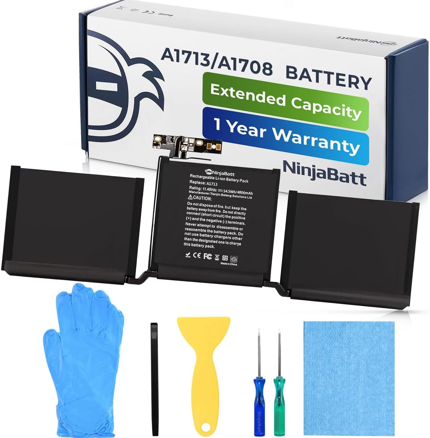 NinjaBatt A1713 A1708 Replacement Battery for MacBook Pro 13-in