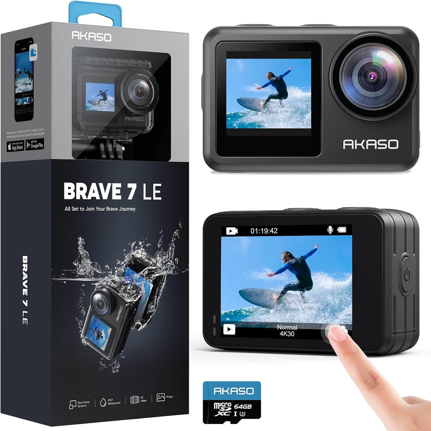 AKASO Brave 7 LE 4K Action Camera Bundle