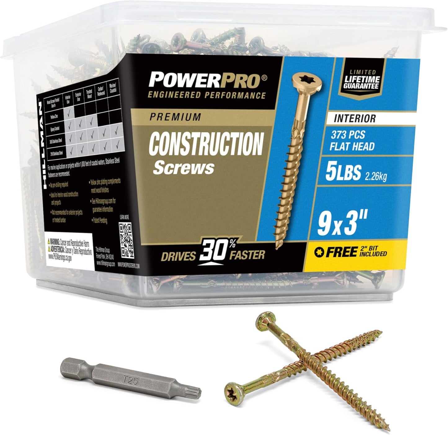 Power Pro 48592 Wood Screws for Indoor Cabinet Projects