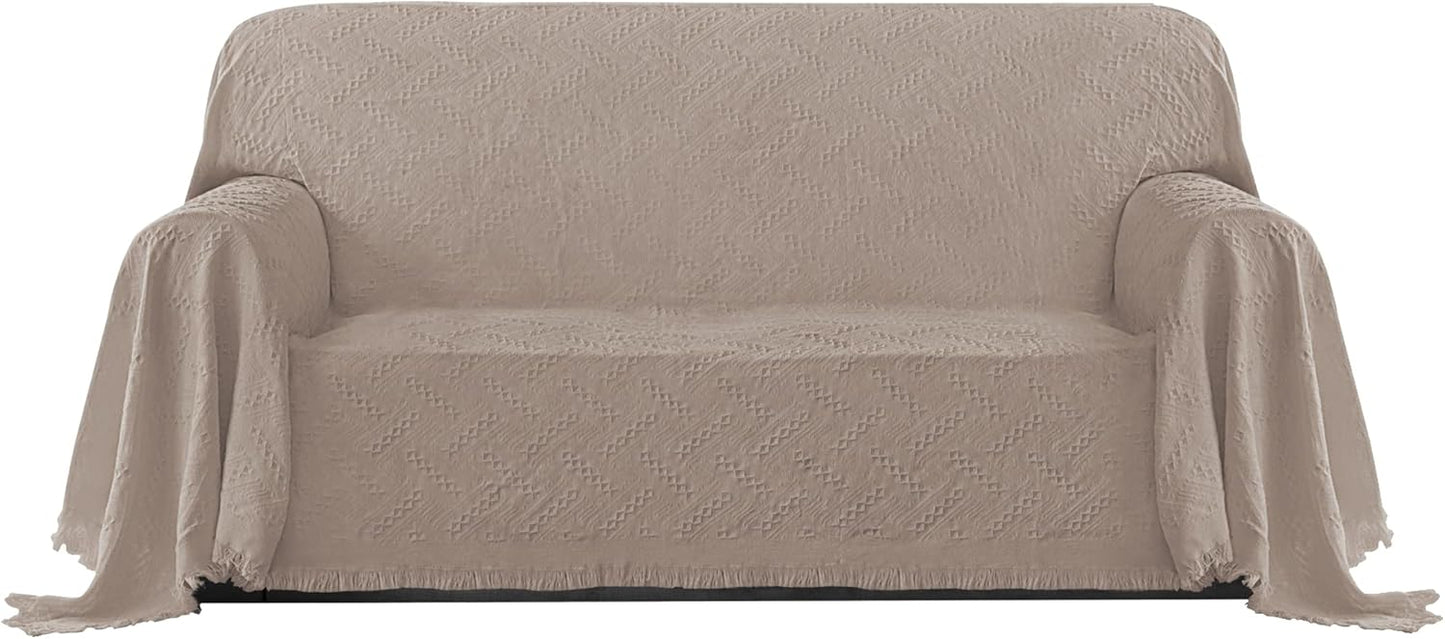 PureFit Geometric Jacquard Throw Sofa Cover for 3 Cushion Couch