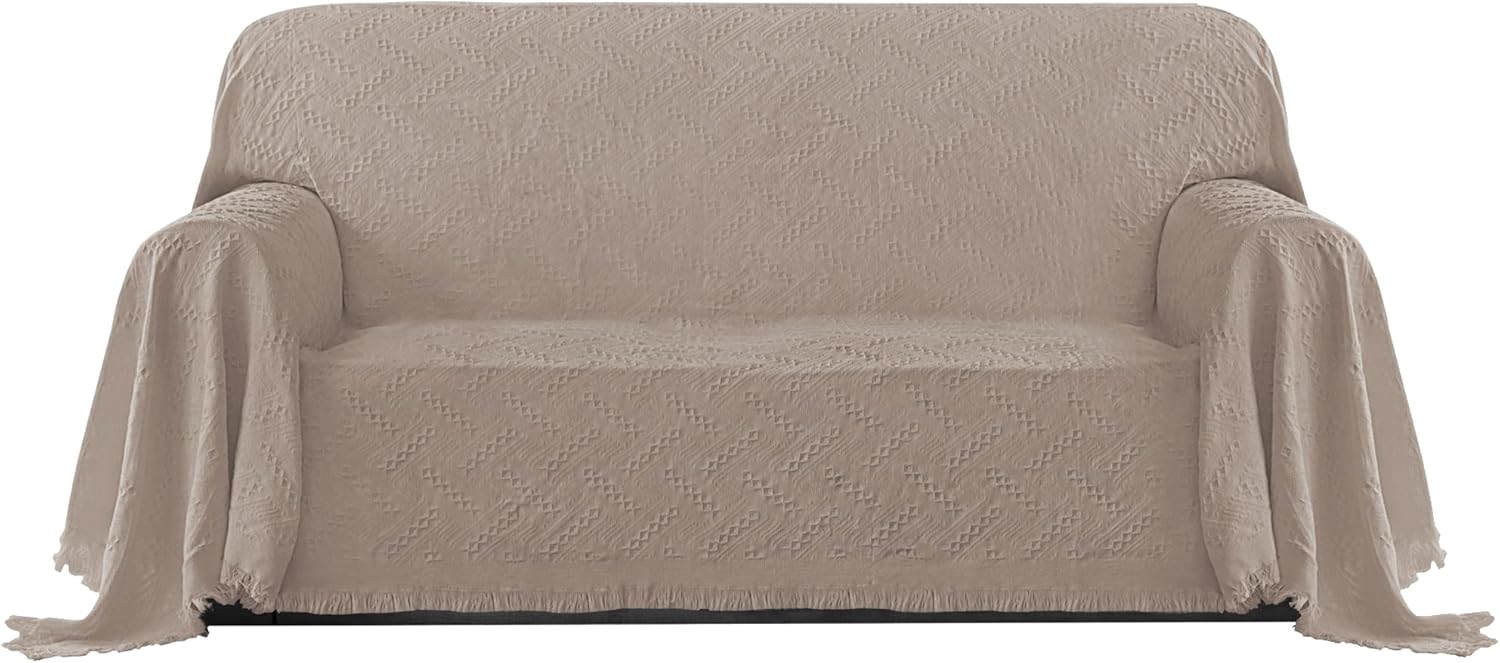 PureFit Geometric Jacquard Throw Sofa Cover for 3 Cushion Couch