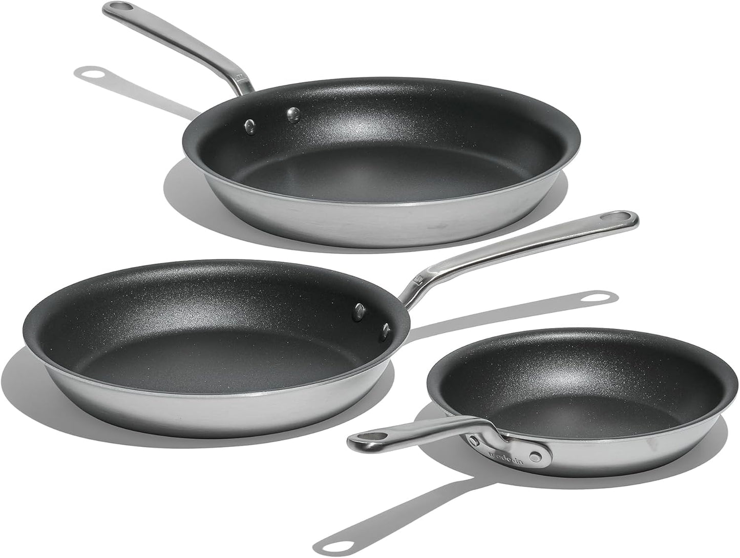 ProCoat Non Stick Frying Pan Set - 5 Ply Stainless - Induction - Italy Crafted