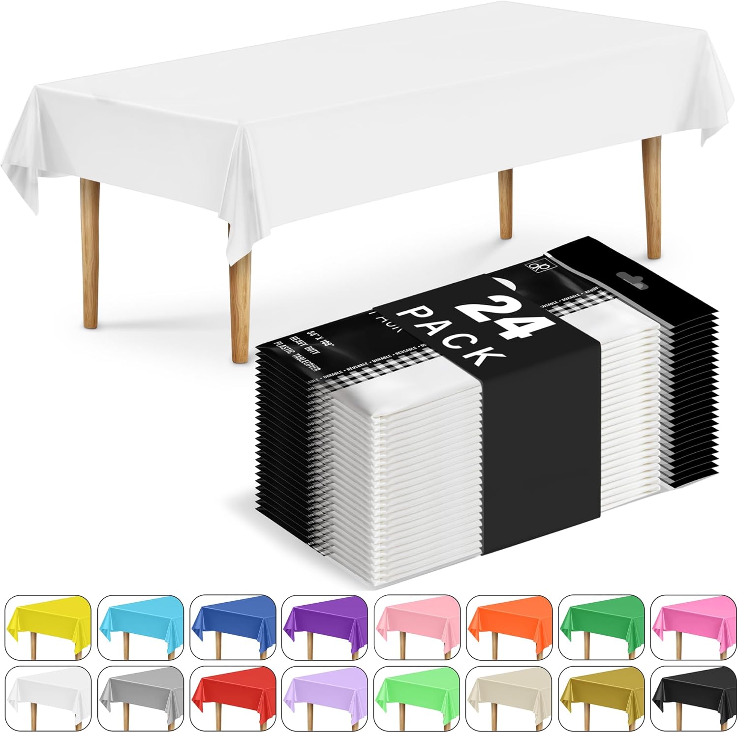 DecorRack 24 Pack Rectangular Tablecloths for Every Occasion