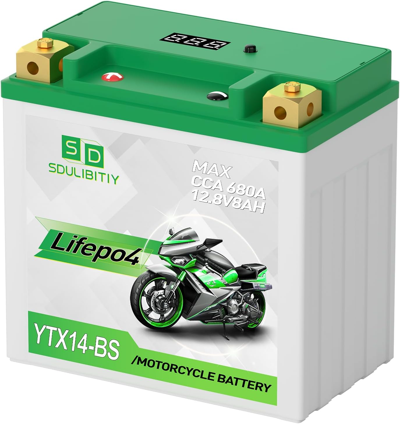 Lithium Motorcycle Battery YTX14-BS 12.8V 8Ah 680CCA Powersports