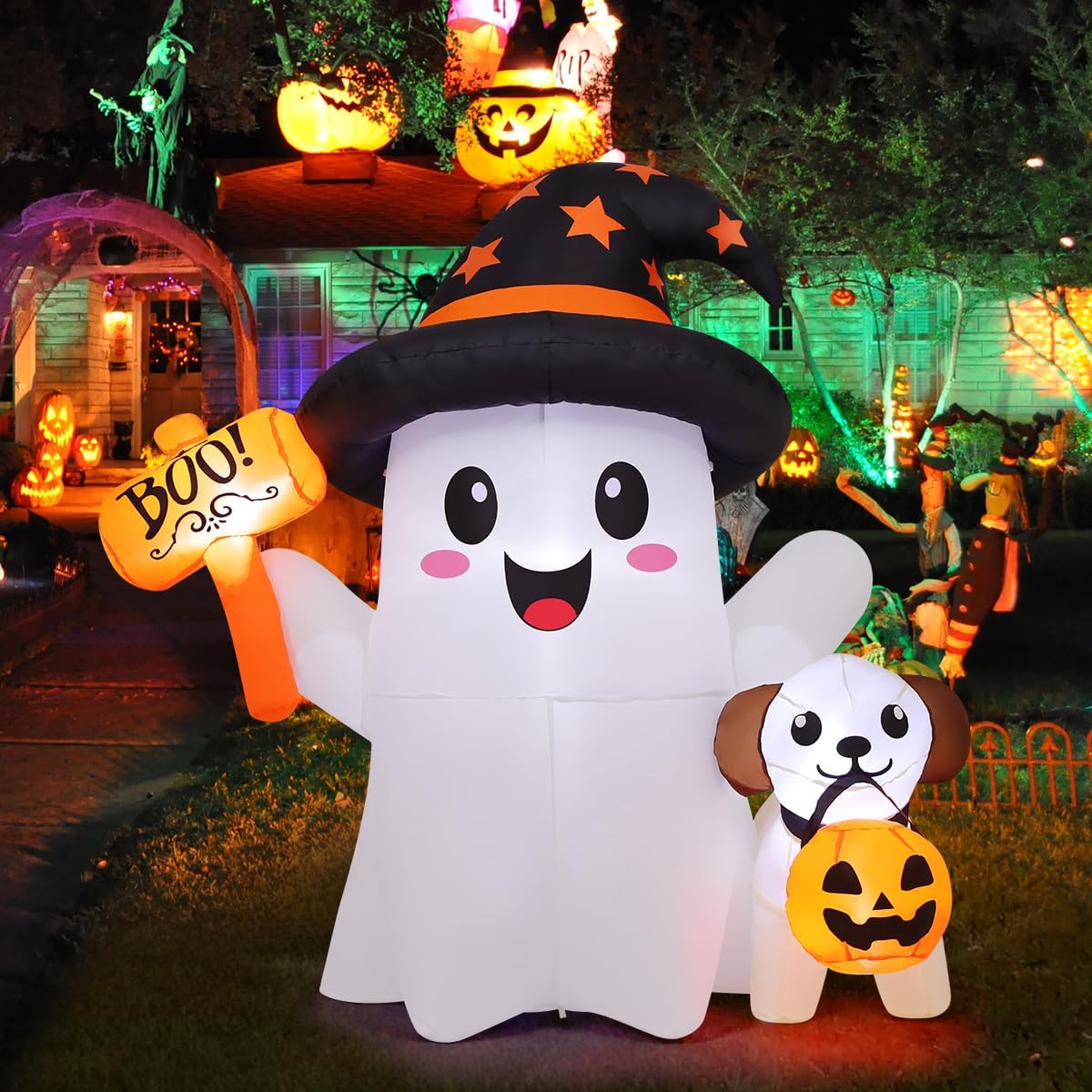 GOOSH 5 FT Halloween Inflatables Ghost for Spooky Decor
