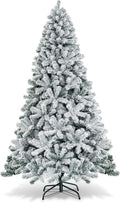 HAPPYGRILL 7.5 Feet Flocked Christmas Tree for Holiday Cheer