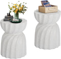 Concrete Look Outdoor Side Table Set of 2 - Lightweight Hourglass
