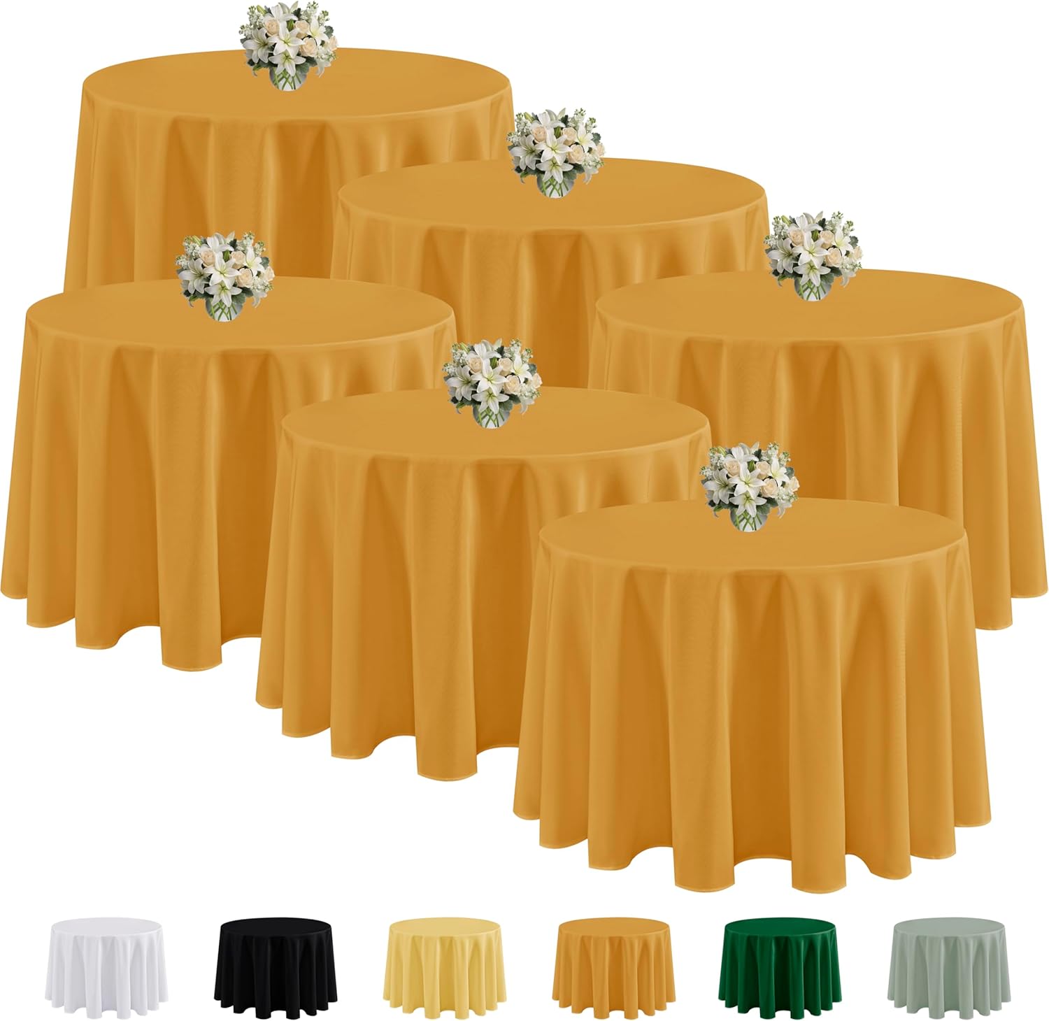 Fitable 6 Pack Gold Round Tablecloths - Perfect for Events