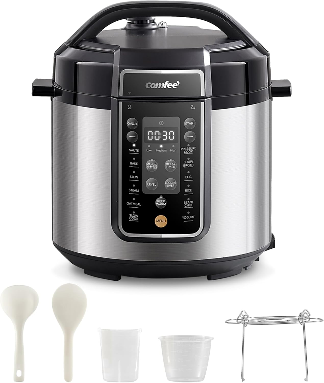 COMFEE Pressure Cooker 6 Quart with 13 Cooking Functions