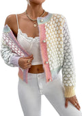 Button Up Colorful Cropped Cardigan - Trendy 2025 Knit Tweed