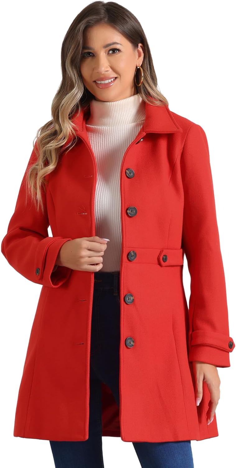 Allegra K Women's Winter Classic Outwear Overcoat with Pockets