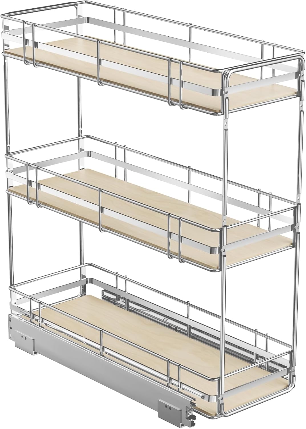 3-Tier Pull Out Cabinet Organizer for Narrow Cabinets 8in W