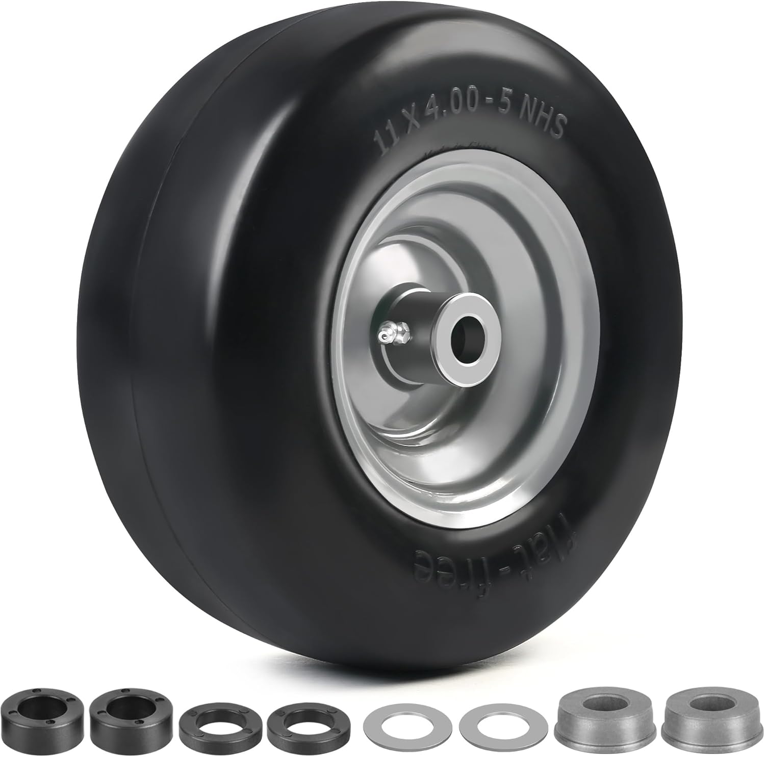 LotFancy 11x4.00-5 Flat Free Lawn Mower Tire for Zero Turns