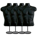 DisplayTown Male Mannequin Torso with Metal Stand - Set of 4