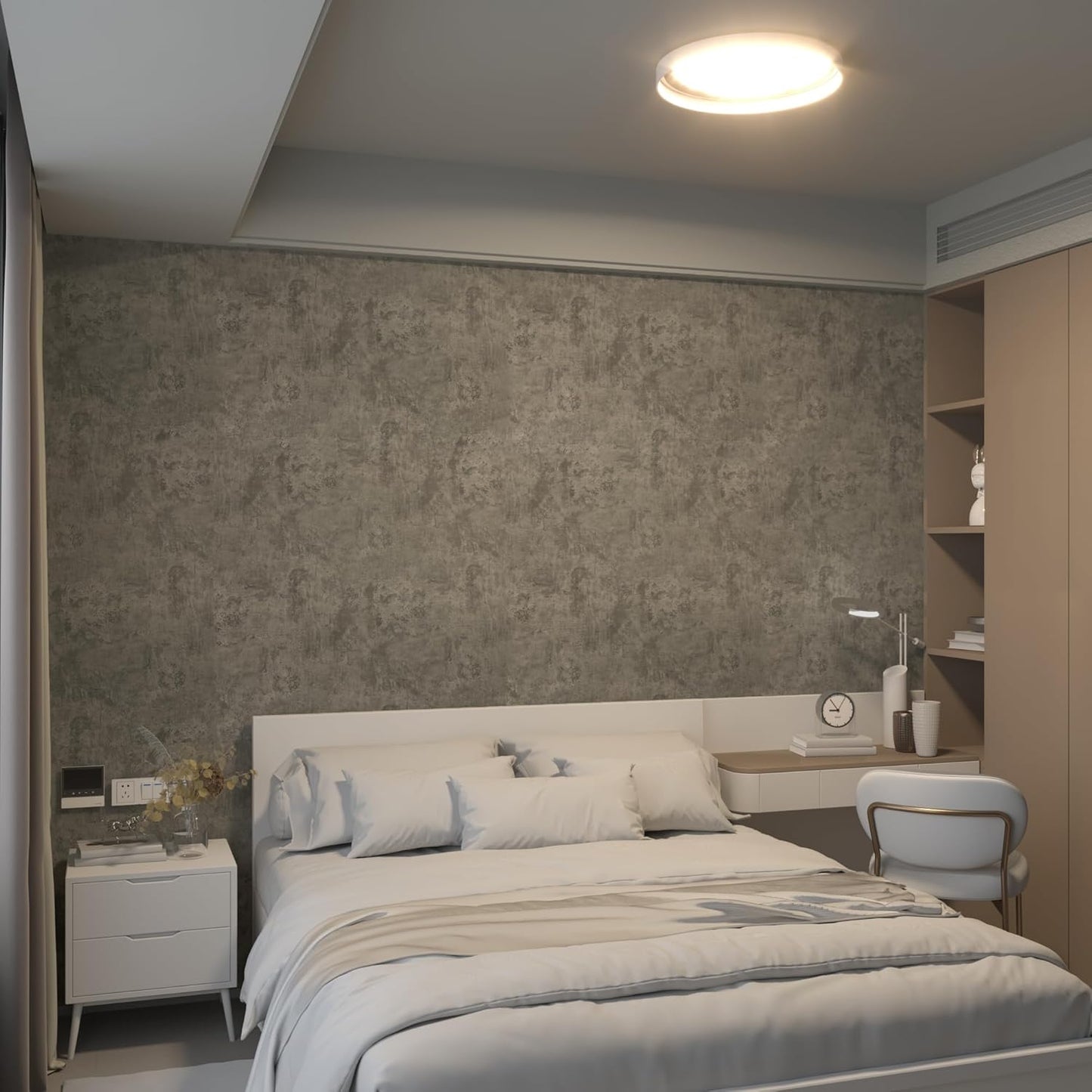 Large Size Extra Thick Brown Grey Concrete Wallpaper Peel and Stick