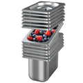 6 Pack Stainless Steel Hotel Pan 1/9 Size 4 in Deep - Durable Catering