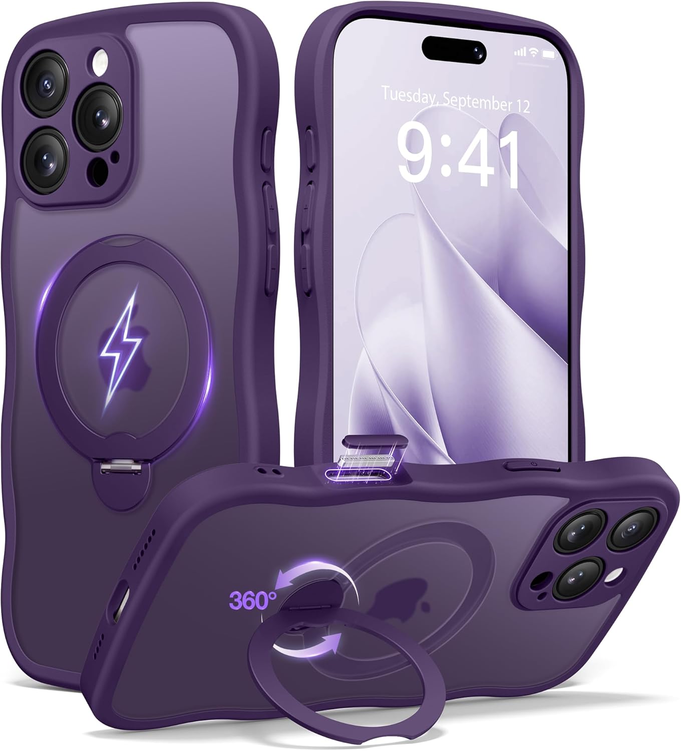 CAPRARO iPhone 16 Pro Case with 360 Spin Magnetic Stand