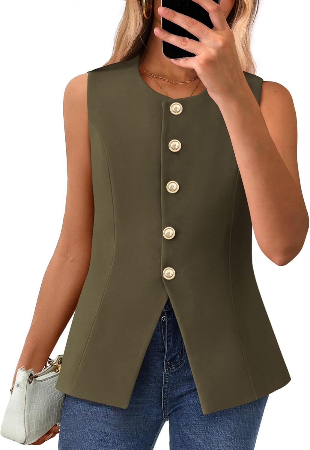BTFBM Summer Sleeveless Blazer Vest for Women - Stylish Workwear