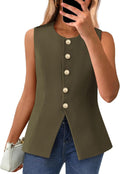 Women's Sleeveless Blazer Vest - Dressy Button Down Work Top