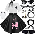 10Pcs Sock Hop Outfits Women 1950s Poodle Skirts and Accessories this