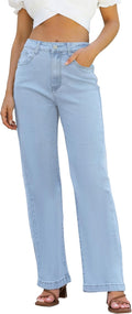 Womens Jeans High Waisted Straight Leg Loose Stretchy Lightweight You