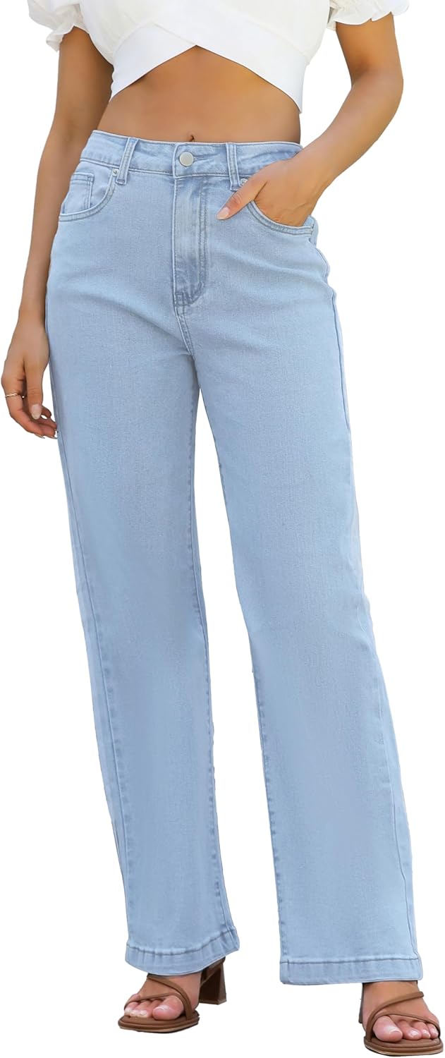 Womens High Waisted Straight Leg Loose Stretchy Jeans 2025
