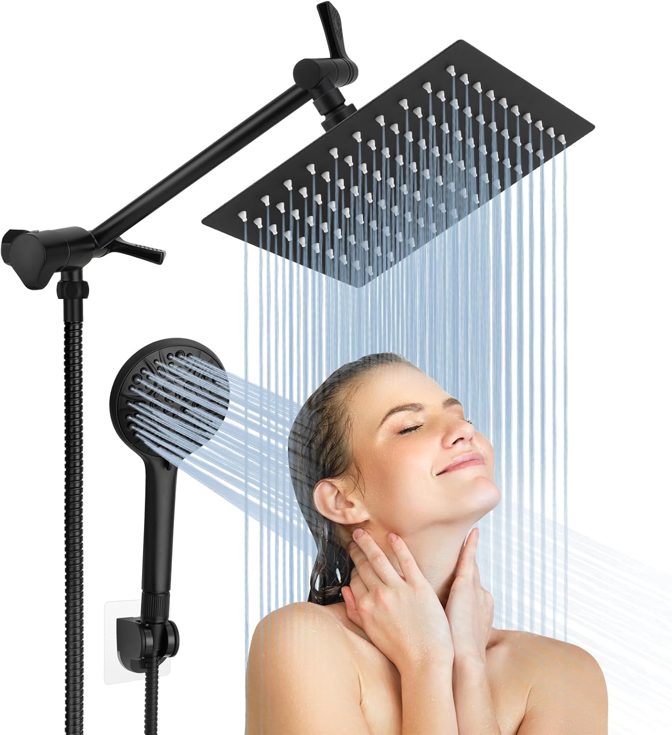 Lanhado 8 in Matte Black Rain Shower Head for Luxurious Showers