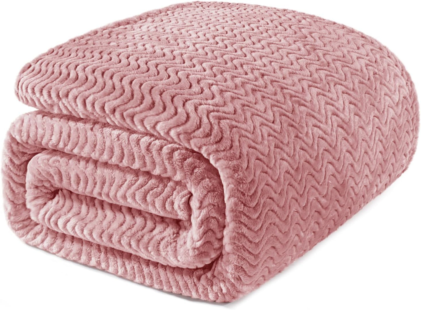 Soft Fleece Blanket Queen Size for All Season Use, Pink