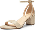 DREAM PAIRS Women's Chunky Low Heels Open Round Toe Ankle Strap Heeled