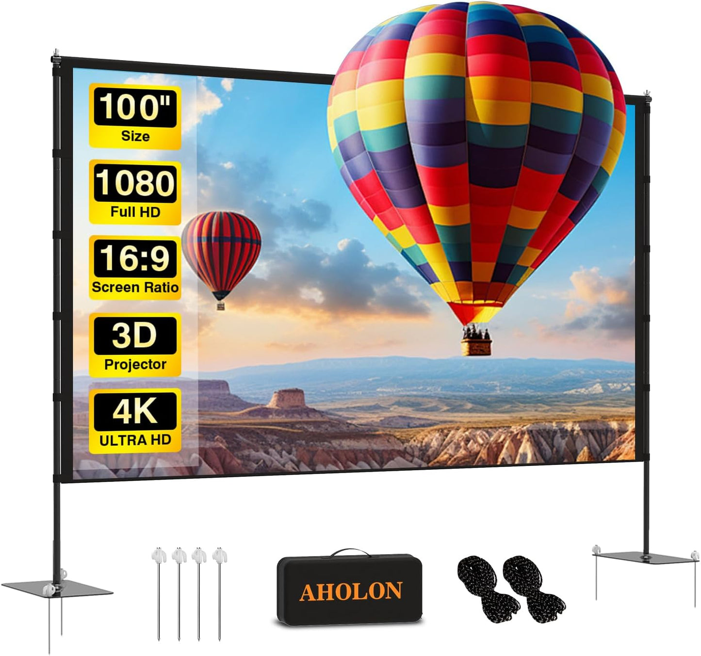 100 4K HD Outdoor Projector Screen - Portable & Versatile!