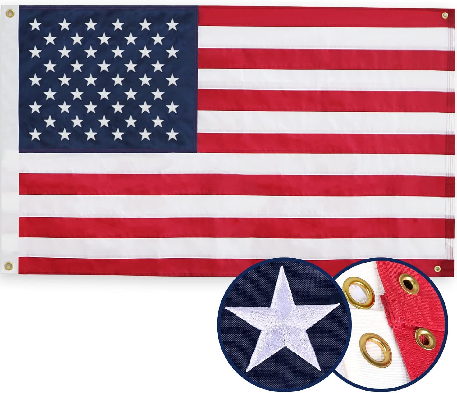 American Flag 4x6 Ft with Brass Grommets for Indoor and Outdoor Use
