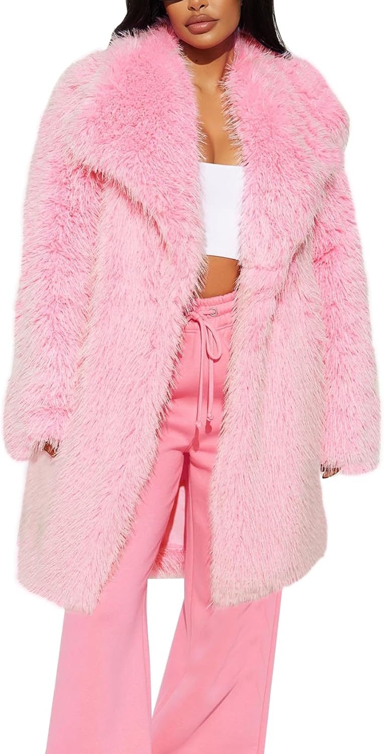 Flygo Womens Long Faux Fur Coats for Warmth and Style