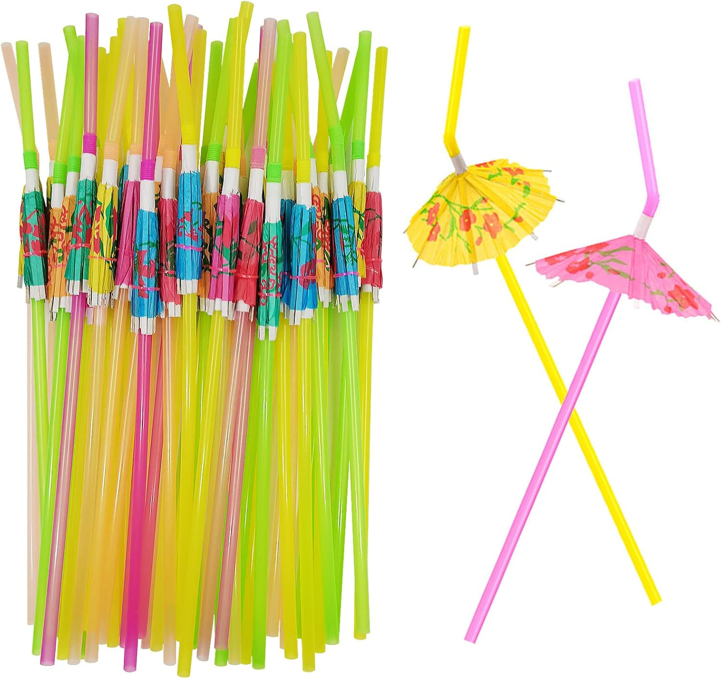 Tropical Umbrella Straws - Luau Party Essential