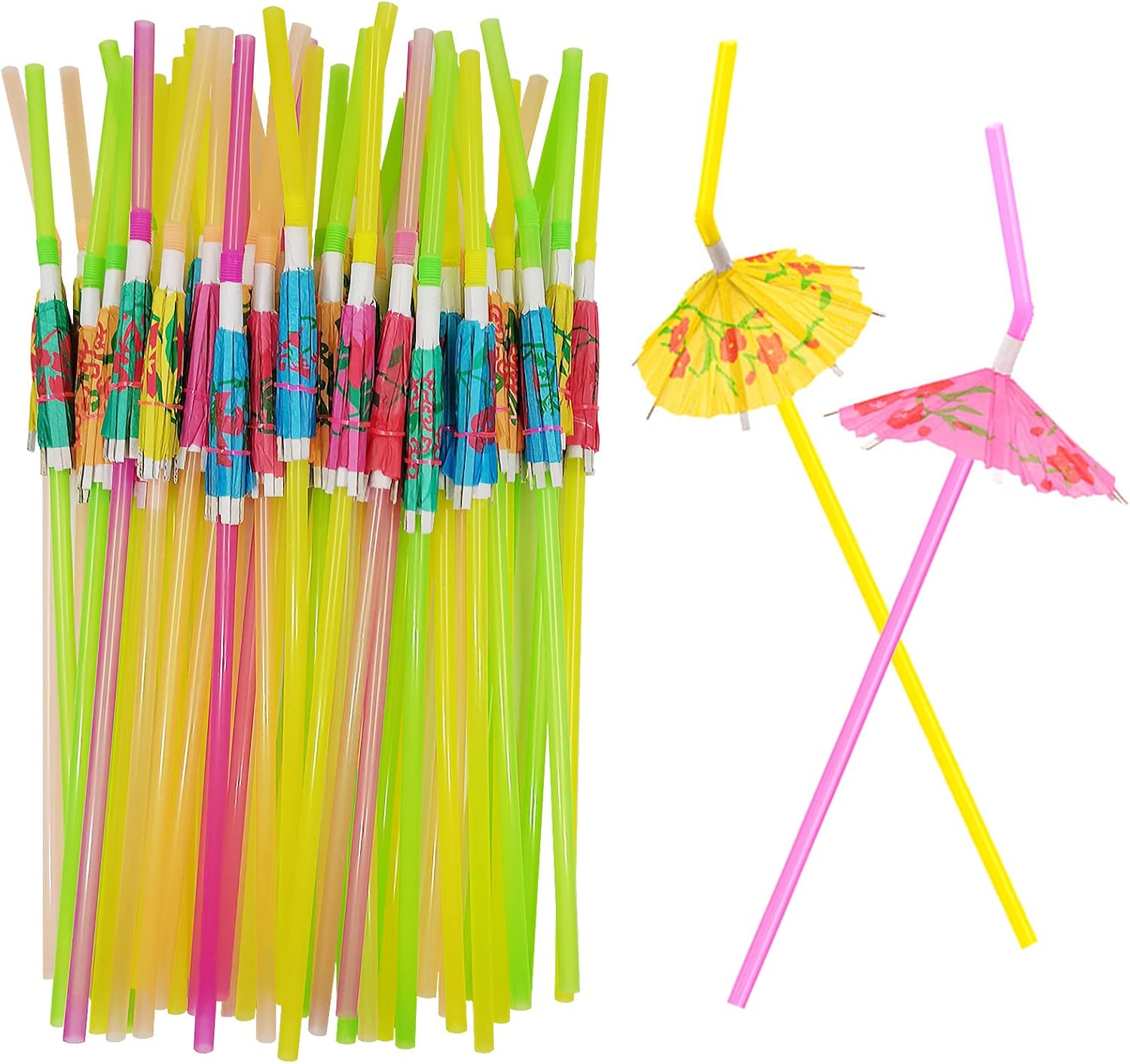 Tropical Umbrella Straws - Luau Party Essential