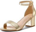 Chunky Low Heels Open Toe Ankle Strap Pumps for Women - Comfort Lift