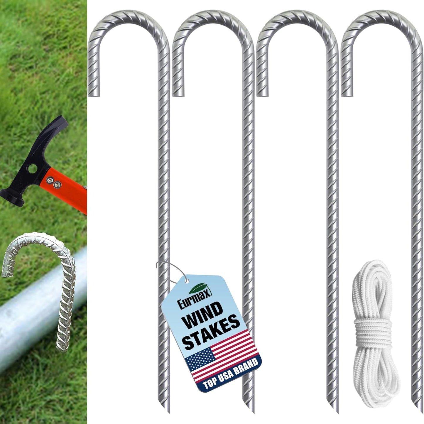 Secure Your Trampoline: Eurmax 12 Heavy Duty Wind Stakes (Pack of 4)