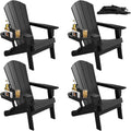 Folding Adirondack Chair Set of 4 - Weather Resistant Outdoor Chairs