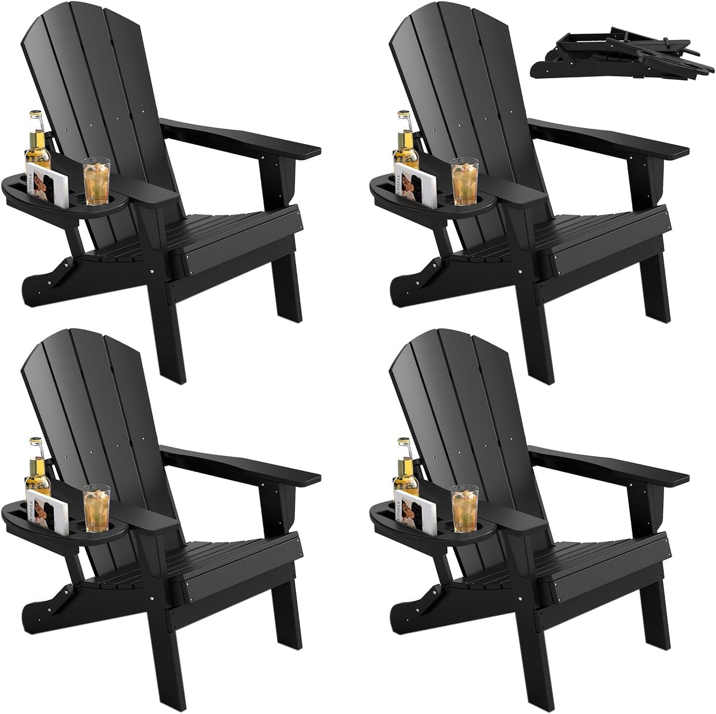 FOOWIN Folding Adirondack Chair Set of 4 for Outdoor Relaxation