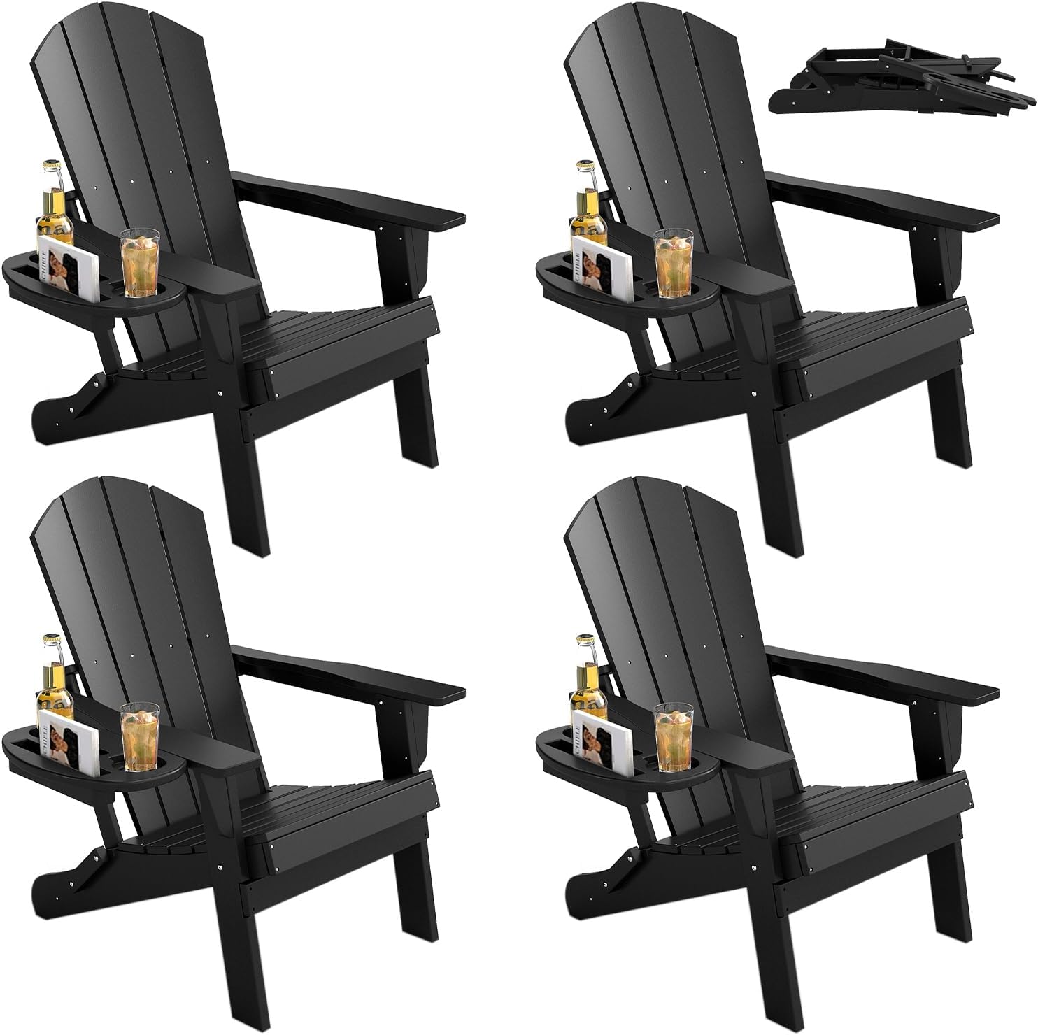 FOOWIN Folding Adirondack Chair Set of 4 for Outdoor Relaxation